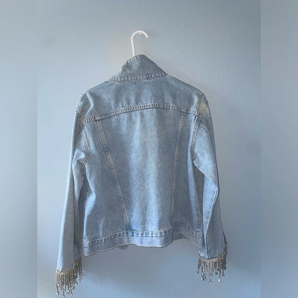 Y2k rhinestone denim jacket bling jacket crystal embellished jean jacket - Picture 11 of 13